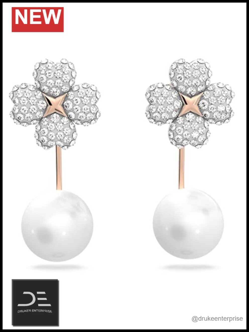 Swarovski Crystal Earring Jackets Rose Gold Tone Flower Design